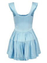 The Elisabeth Romper Dress ~ Sky Blue Satin
