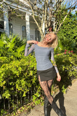 Midnight Mesh Off-Shoulder Top