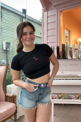 It's the Little Things Ribbed Baby Tee ~ Cherry