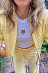 Bea Cable Knit Zip Up Sweater ~ Vanilla Sugar