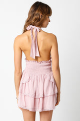 Sweet Pea Embroidered Halter Dress
