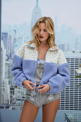 Saide Floral Fleece Jacket ~ Blue