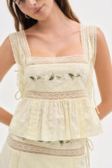 Jolene Embroidered Top ~ Yellow