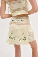 Jolene Embroidered Mini Skirt ~ Yellow
