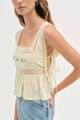 Jolene Embroidered Top ~ Yellow