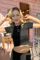It's the Little Things Ribbed Baby Tee ~ Cherry