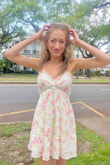 Docila Cotton Mini Dress ~ White Peach