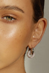 The Pave Interlock Hoops ~ Silver