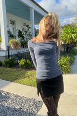 Midnight Mesh Off-Shoulder Top