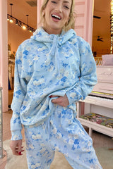 Nacova Floral Cotton Hoodie ~ Whisper Blue