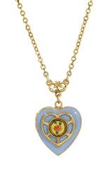 Enameled Heart & Floral Decal Locket Necklace