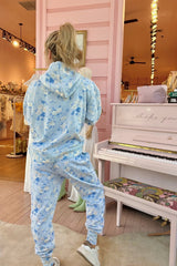 Lolana Floral Cotton Sweatpants ~ Whisper Blue