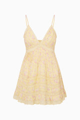 Alonna Blooming Floral Mini Dress ~ Lemon Spritz