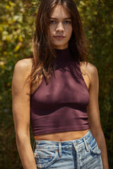 Barely There Ribbed Turtleneck Knit Tank