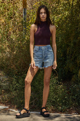 Barely There Ribbed Turtleneck Knit Tank