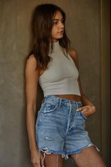Barely There Ribbed Turtleneck Knit Tank