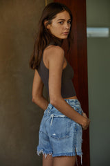 Barely There Ribbed Turtleneck Knit Tank