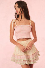 Camellia Cotton Mixed Print Mini Skirt ~ Taffy Twist
