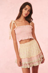 Camellia Cotton Mixed Print Mini Skirt ~ Taffy Twist