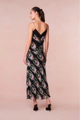 Castle Floral Maxi Skirt ~ Black Coffee