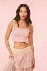 Corbin Cotton Mixed Print Top ~ Pink Lemonade