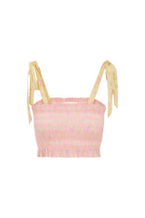Corbin Cotton Mixed Print Top ~ Pink Lemonade