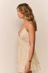 Alonna Blooming Floral Mini Dress ~ Lemon Spritz