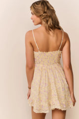Alonna Blooming Floral Mini Dress ~ Lemon Spritz