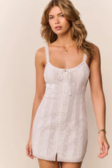 Aster Cotton Victorian Mini Dress ~ White