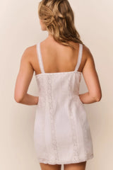 Aster Cotton Victorian Mini Dress ~ White