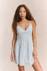 Docila Cotton Mini Dress ~ Blue