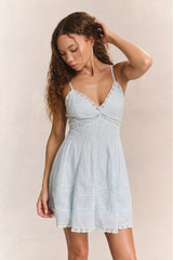 Docila Cotton Mini Dress ~ Blue