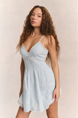 Docila Cotton Mini Dress ~ Blue