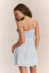 Docila Cotton Mini Dress ~ Blue