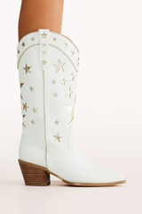 Dollie Western Boot ~ White/Gold Metallic