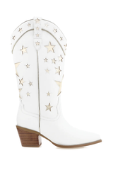 Dollie Western Boot ~ White/Gold Metallic
