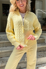 Bea Cable Knit Zip Up Sweater ~ Vanilla Sugar