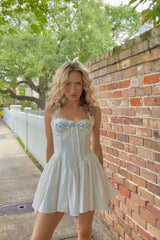 Tea Time Poplin Bustier Mini Dress