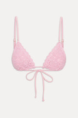 Elena Crochet Shine Bikini Top ~ Blush
