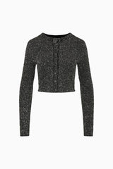 Ferra Sequin Stretch Knit Cardigan ~ Black