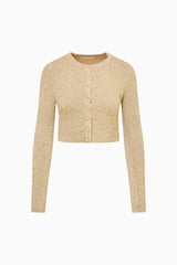 Ferra Sequin Stretch Knit Cardigan ~ Honey Gold