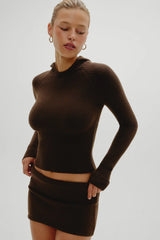 Briar Knit Mini Skort ~ Chocolate Brown