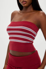 Destiny Knit Tube Top ~ Collegiate Stripe