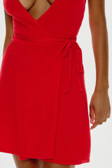 Evening Halter Wrap Mini Dress ~ Cherry