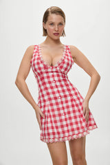 X BELLA HADID Farm Gingham Mini Dress ~ Malibu Picnic