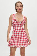 X BELLA HADID Farm Gingham Mini Dress ~ Malibu Picnic