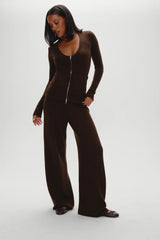 Sienna Zip Up Knit Sweater ~ Chocolate Brown