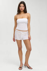 Sophie Knit Mini Shorts ~ White Hibiscus
