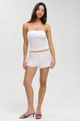 Sophie Knit Mini Shorts ~ White Hibiscus