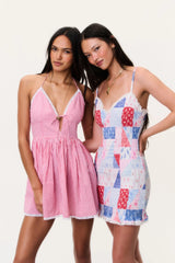 Khloe Cotton Gingham Mini Dress ~ Berry Bramble